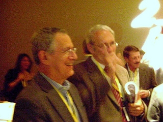 Stan Aukberg, Harv Danitz and Howie Levy (l -to -r)are amused by the classmates' tales of marriages and divorc..trials and tribulations