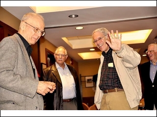 Charles Zawodny (l), Gerry Packman and a waving Harvey Danits