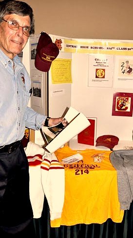 Allen Hirsh checks over the 214 memorabilia