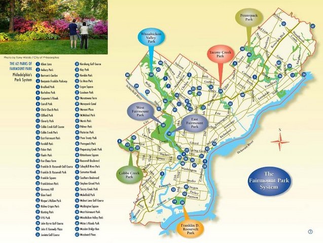 Map of the sixty-three local parks that make up Fairmount Park