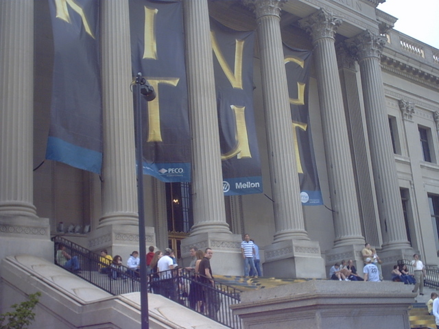 Close-up view of the main entrance of the Franklin Museum of Science