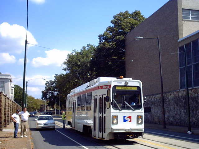 A 1981 SEPTA Kawasaki Light Rail Car operates on the Subway-Surface Lines of Philadelphia